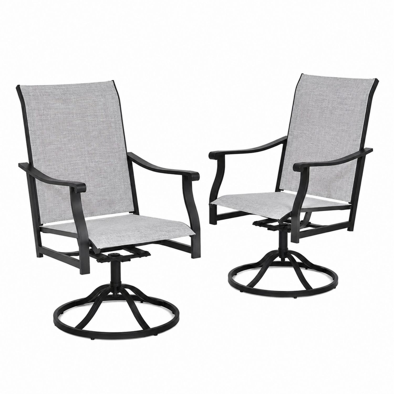 Chaises de Jardin Pivotantes en Métal et Tissu Gris 2 Pièces