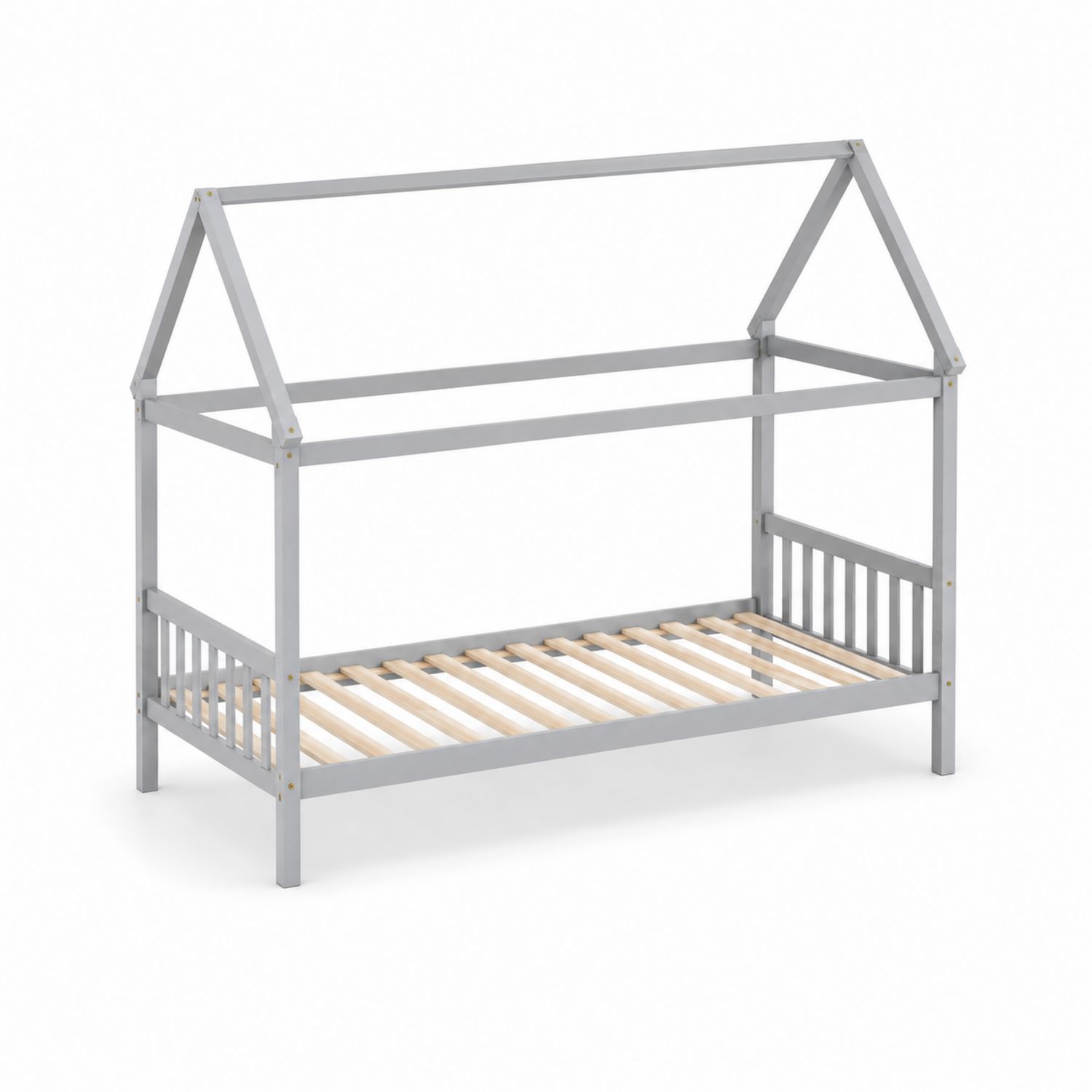 Lit enfant en bois gris 200x90 cm