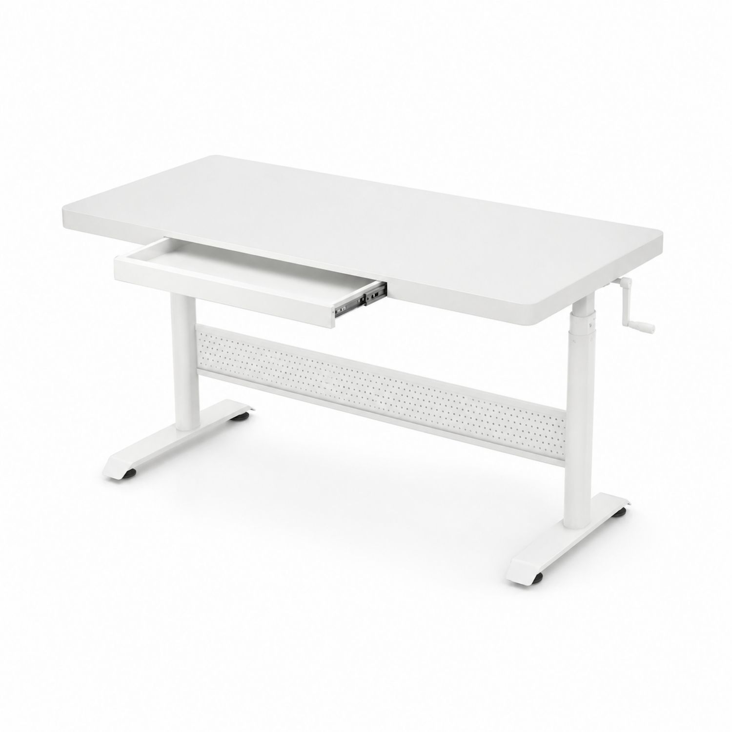 Bureau réglable en métal et MDF avec manivelle et tiroir 120x60 cm