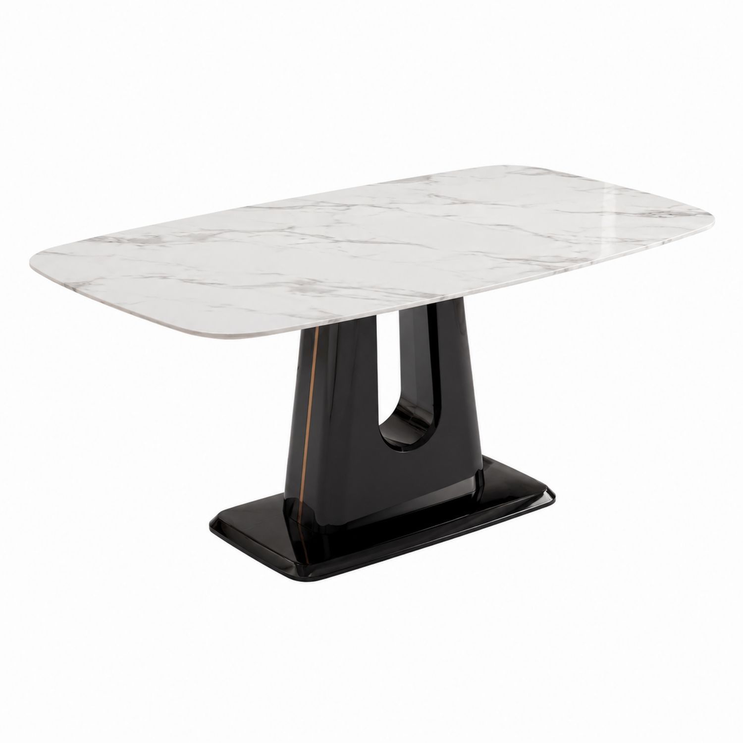 Table à manger rectangulaire en céramique effet marbre 200x100 cm Blanc/Noir