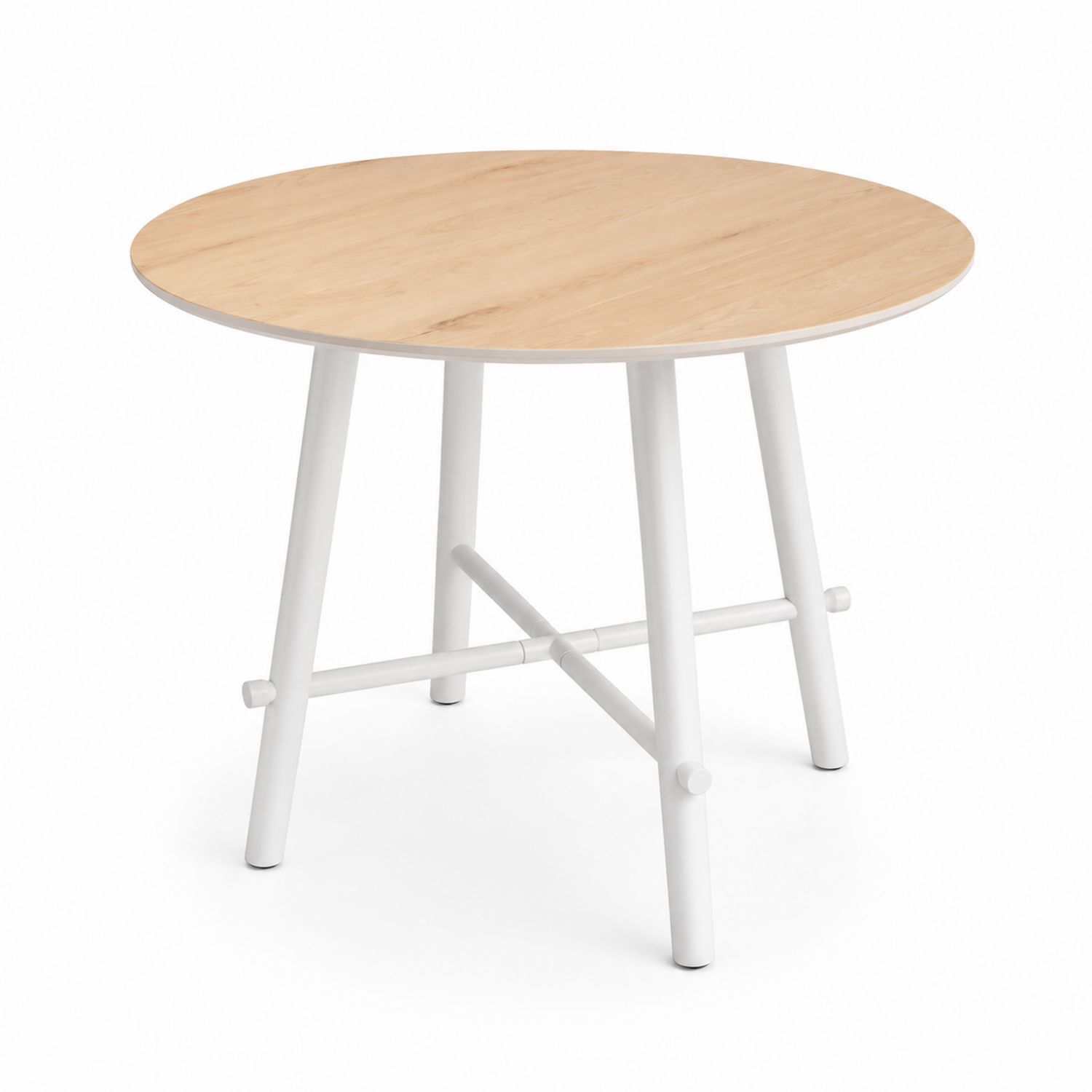 Table ronde en bois et métal blanc 100 cm