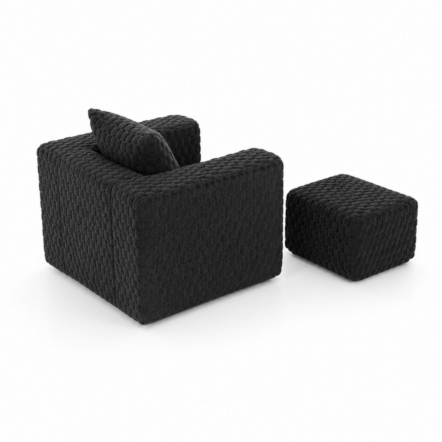Fauteuil en tissu avec repose-pieds en velours noir