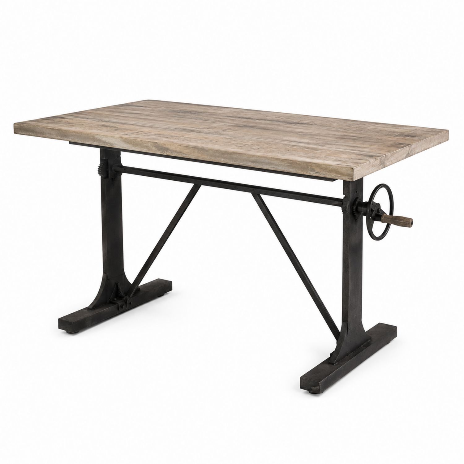 Bureau Rectangulaire en Bois et Métal Noir