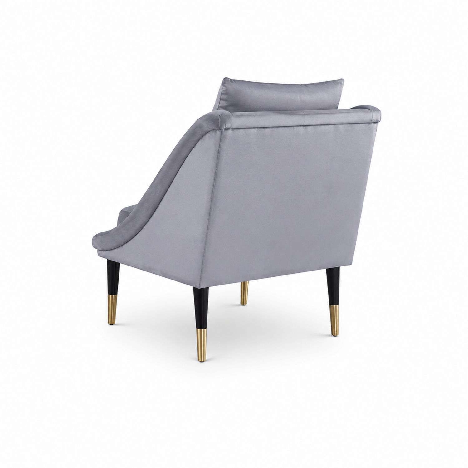 Fauteuil Velours Gris Pieds Métalliques Dorés