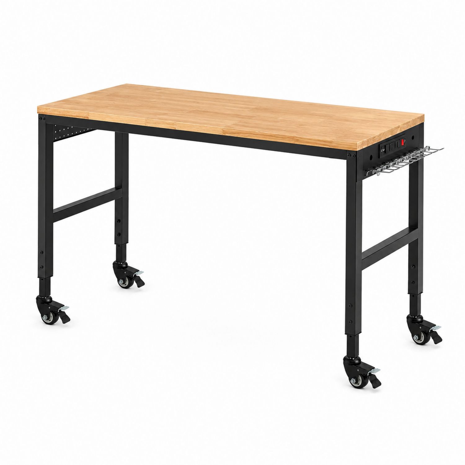 Table roulante en bois et métal avec roulettes