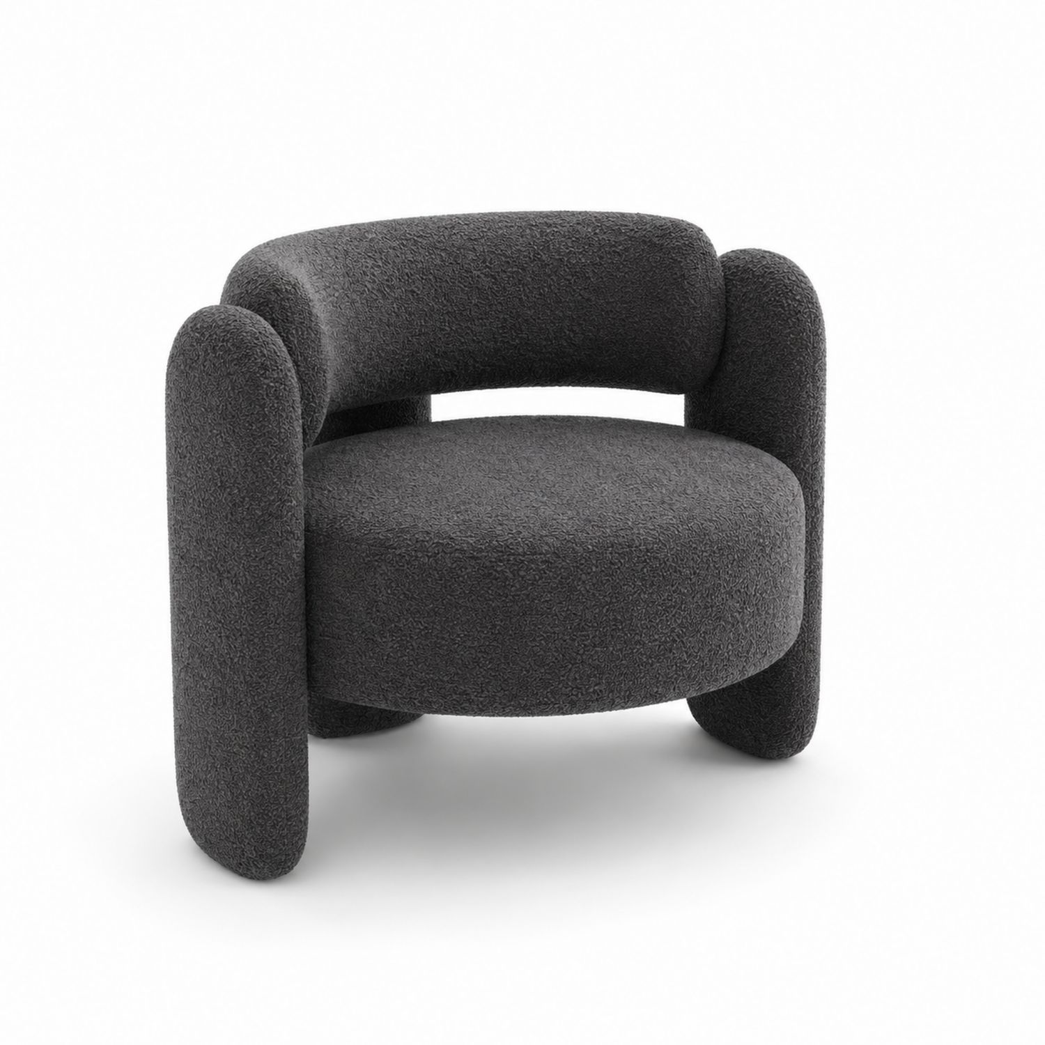 Fauteuil en Tissu Bouclé Gris 70x60x75cm