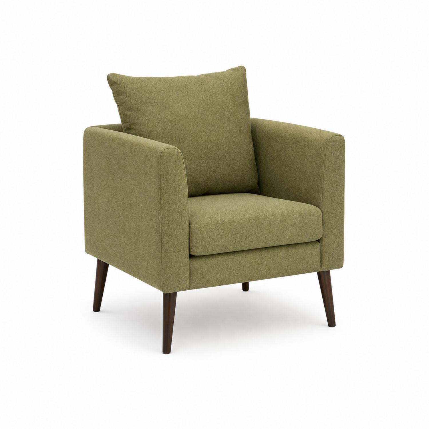 Fauteuil en Tissu avec Pieds en Bois Vert