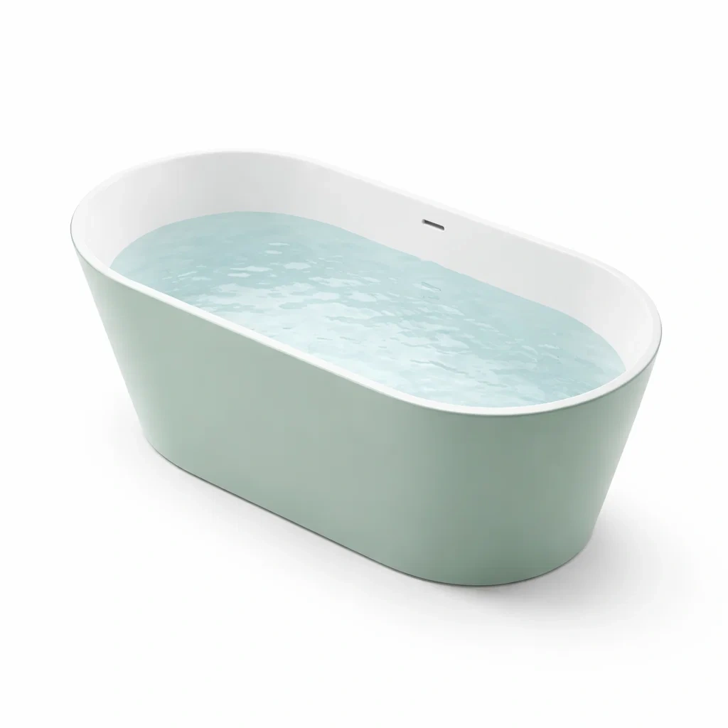 Badewanne aus Acryl 170x75x58cm Grün/Weiß-FURNIALUNO