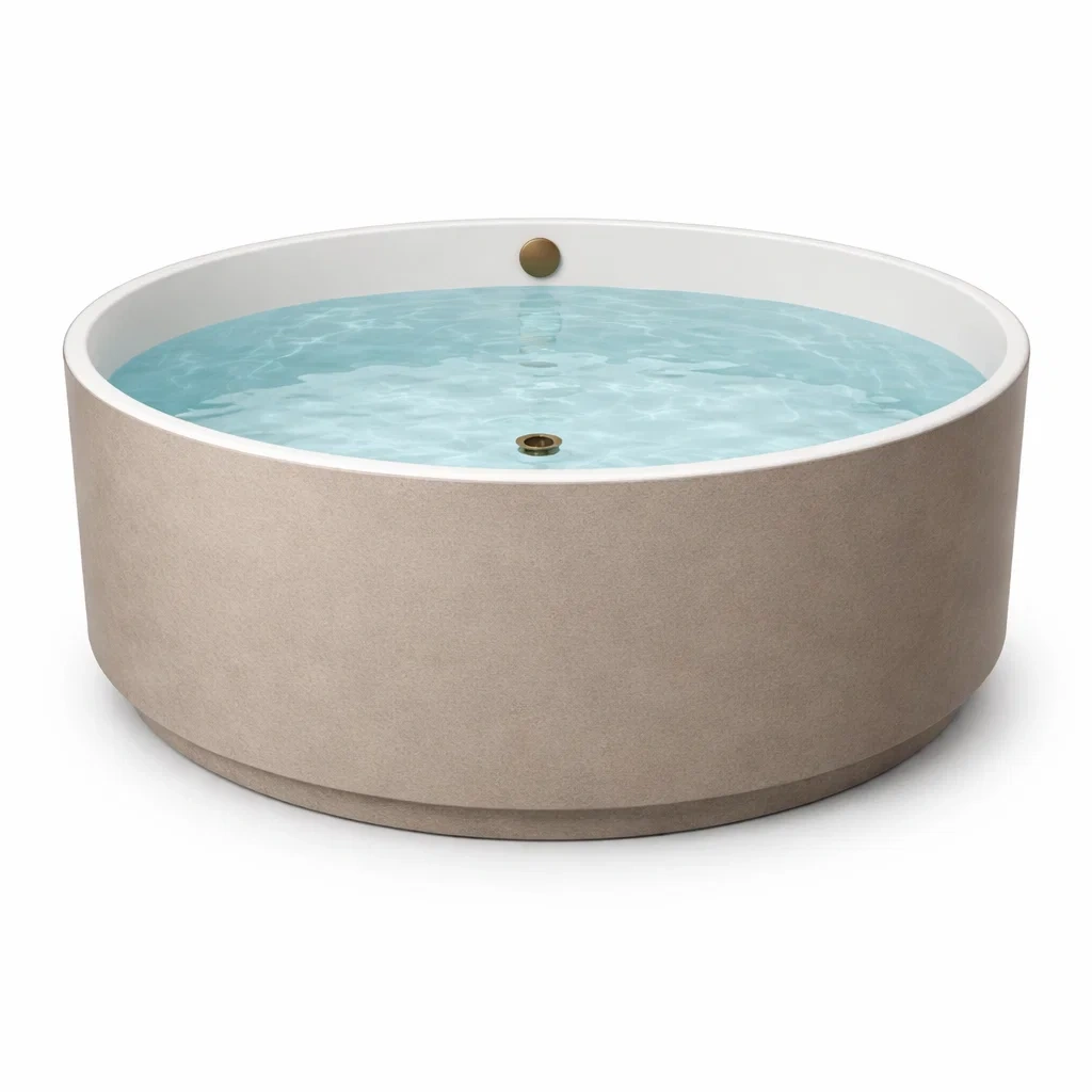 Runde Badewanne aus Acryl 150cm Beige-FURNIALUNO