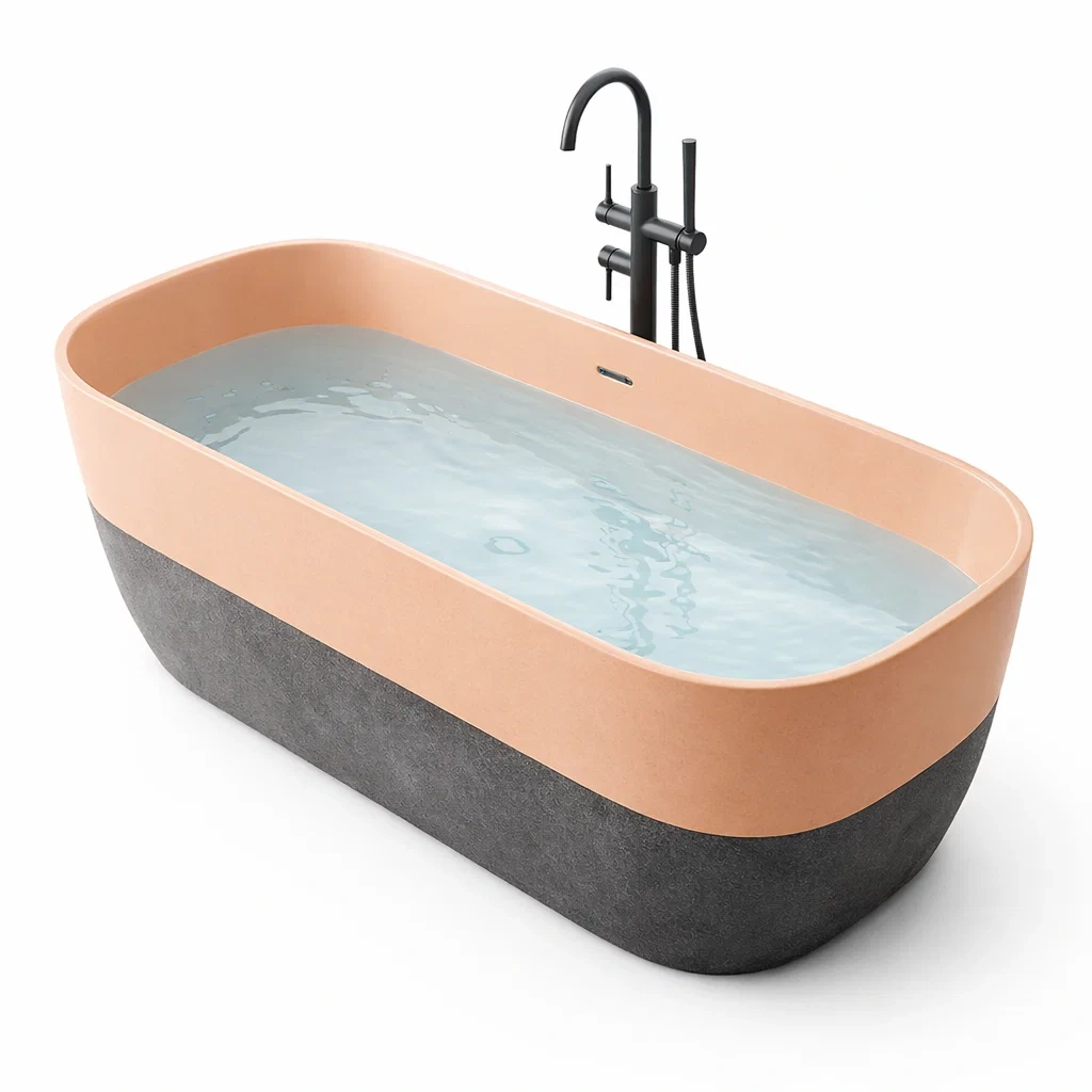 Freistehende Badewanne Acryl 170 cm Creme/Schwarz-FURNIALUNO