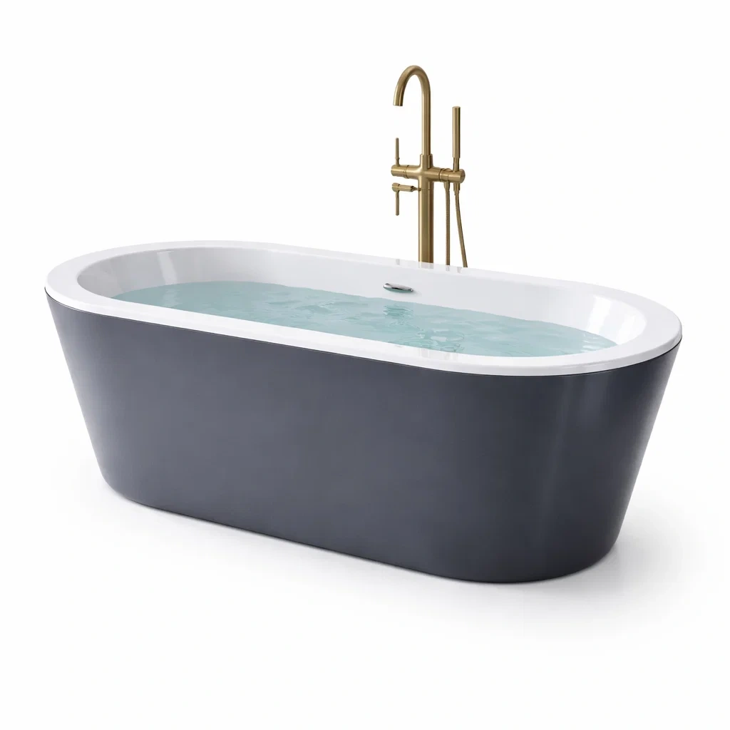 Freistehende Acryl-Badewanne Grau 170x80x60 cm-FURNIALUNO