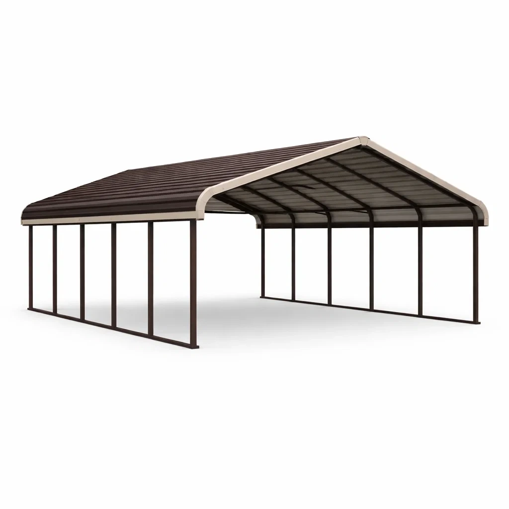 Stahl Carport mit Giebeldach 600x300 cm Braun-FURNIALUNO
