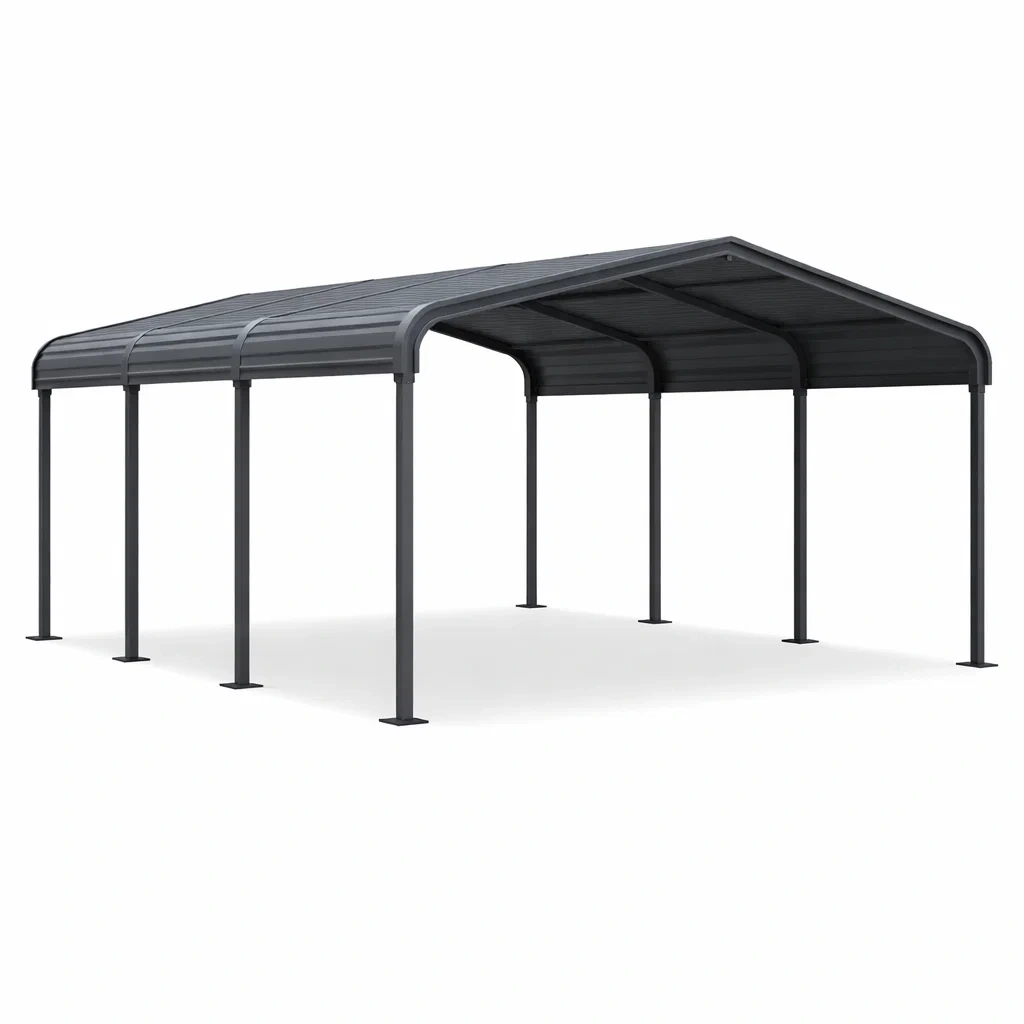 Rechteckige Stahl Carport Überdachung 600x300 cm Anthrazit-FURNIALUNO