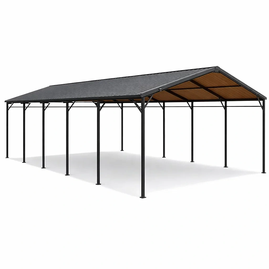Carport Stahl PVC Dach 600x300x250cm Anthrazit-FURNIALUNO