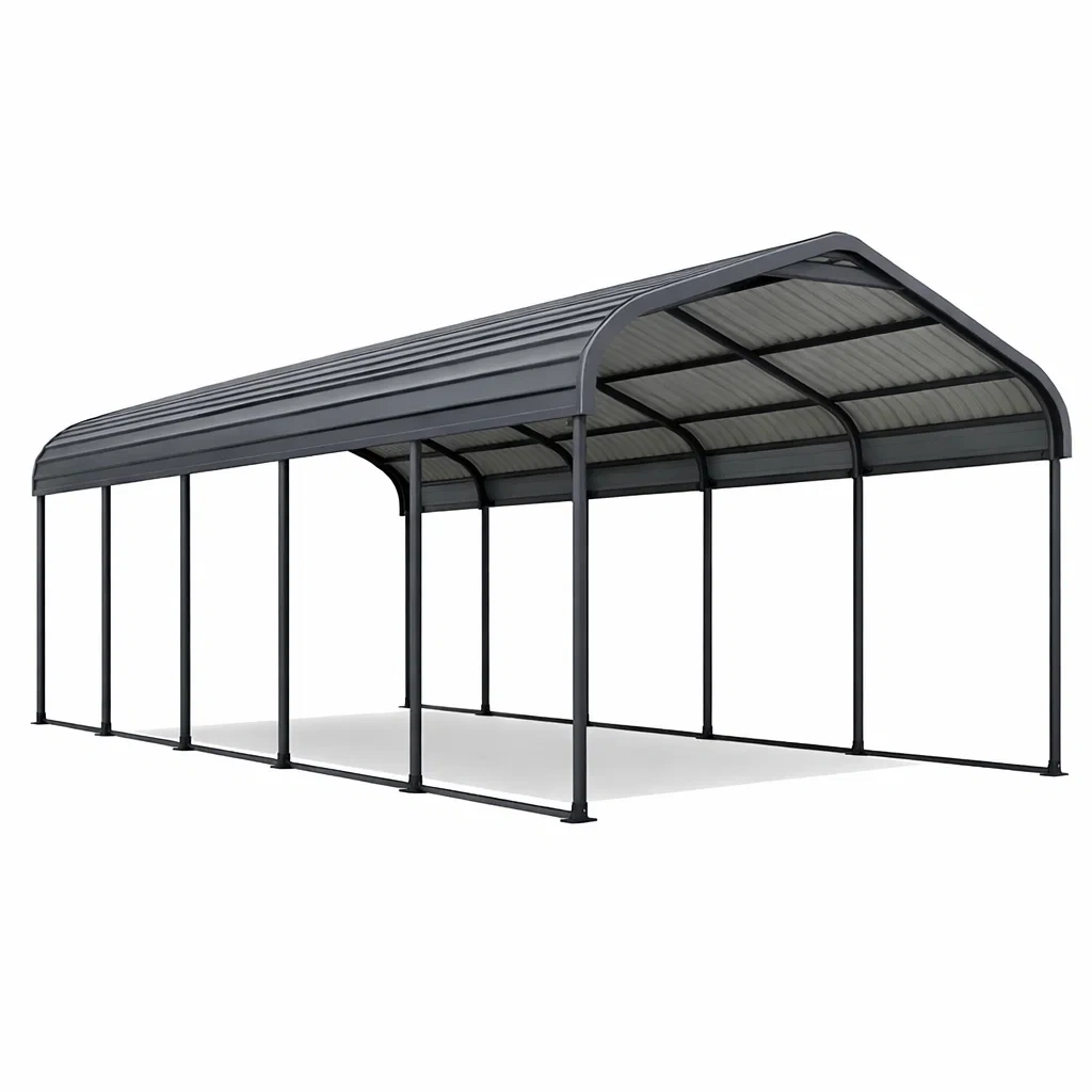 Metall Carport mit Polycarbonat-Dach 600x300x250 cm Grau-FURNIALUNO