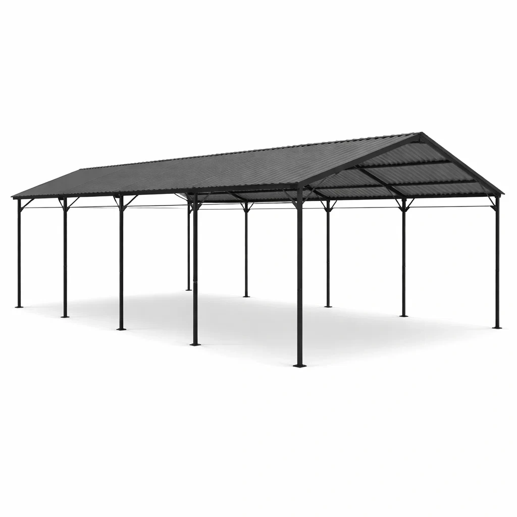 Metallvordach 600 x 300 x 240 cm Schwarz-FURNIALUNO