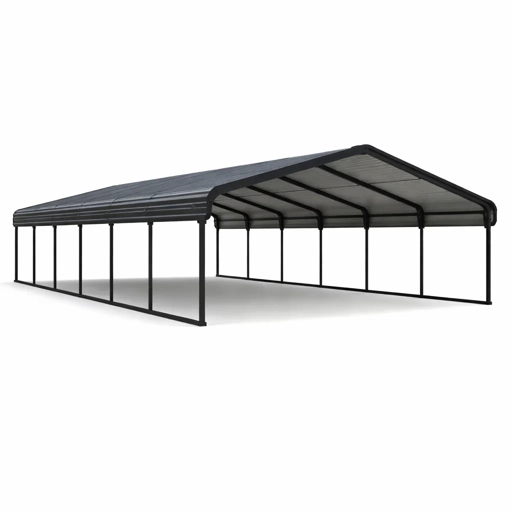 Carport mit Stahlrahmen und Polycarbonatdach 600x360x268 cm Schwarz-FURNIALUNO