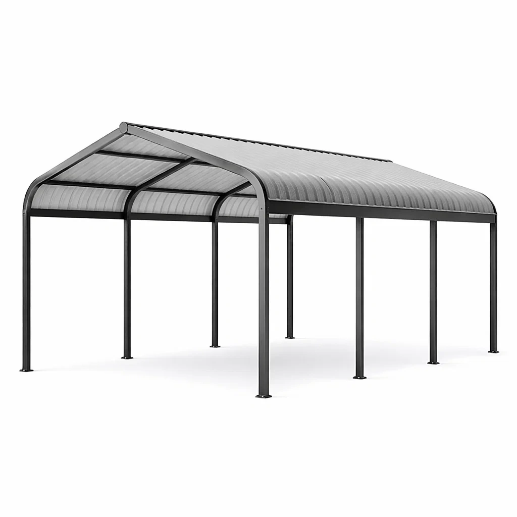Aluminium und Polycarbonat Autoüberdachung 6x4 m Grau-FURNIALUNO