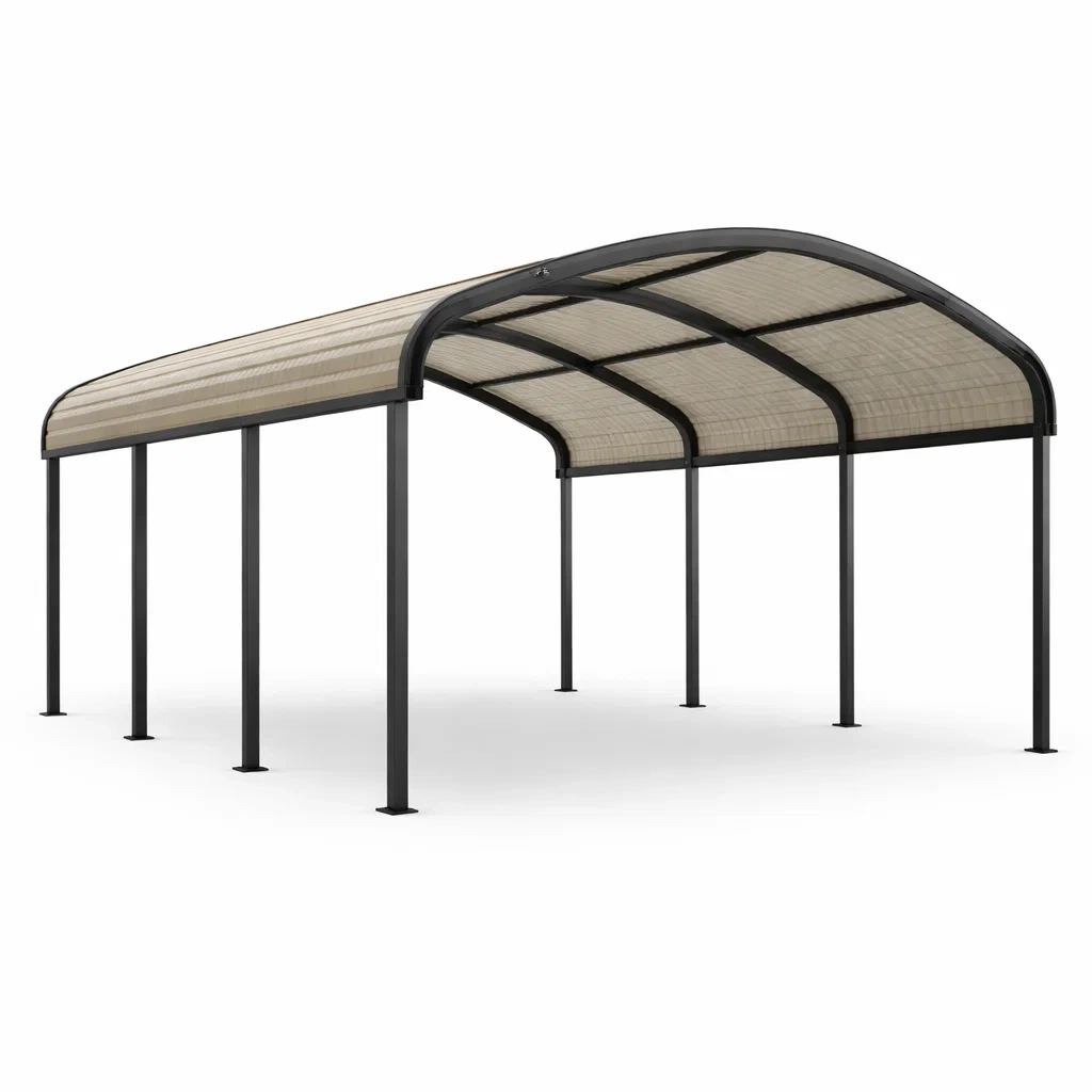 Carport Überdachung Aluminium und Polycarbonat Schwarz Beige-FURNIALUNO