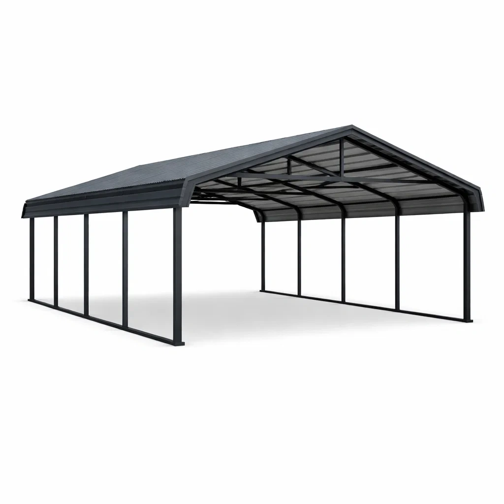 Doppel-Carport aus Stahl und Polycarbonat Grau 600x300x250 cm-FURNIALUNO
