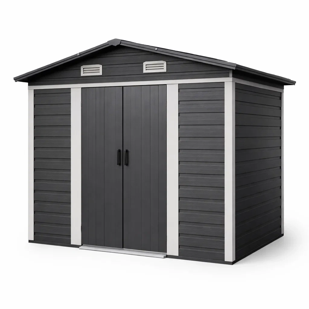 Gartenhaus aus Polyethylen Dunkelgrau 185 x 152 x 226 cm-FURNIALUNO