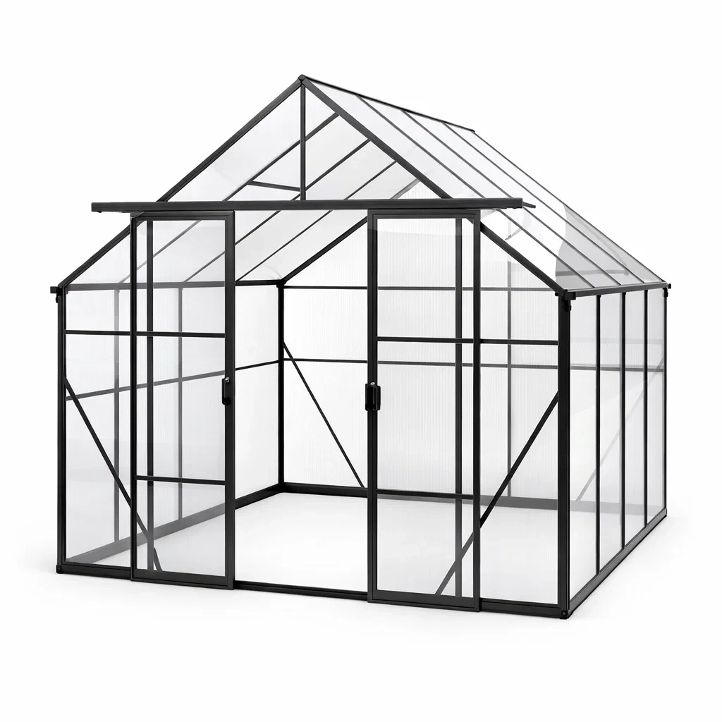 Schwarzes Aluminium-Gewächshaus mit Polycarbonatplatten-FURNIALUNO