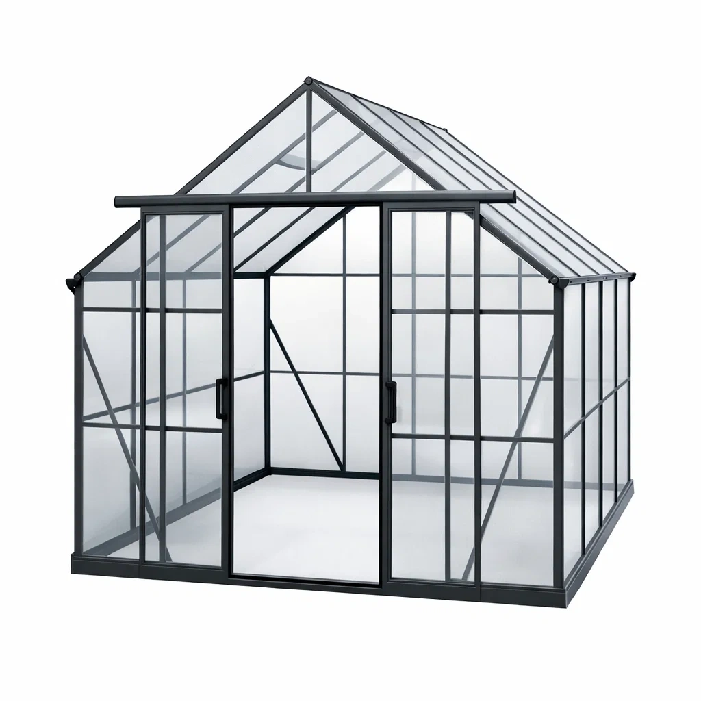 Gewächshaus Aluminium Polycarbonat Anthrazit-FURNIALUNO