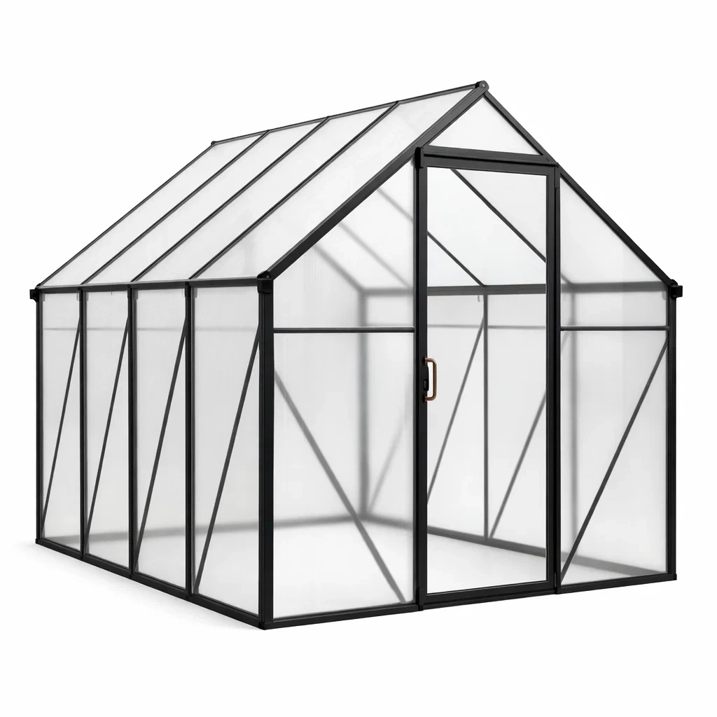 Gewächshaus Aluminium Polycarbonat Schwarz 190x127x195 cm-FURNIALUNO