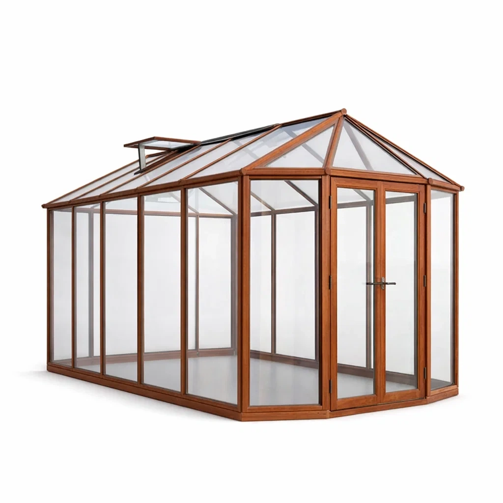 Gewächshaus Rechteckig Holz Sicherheitsglas 4 mm Braun-FURNIALUNO
