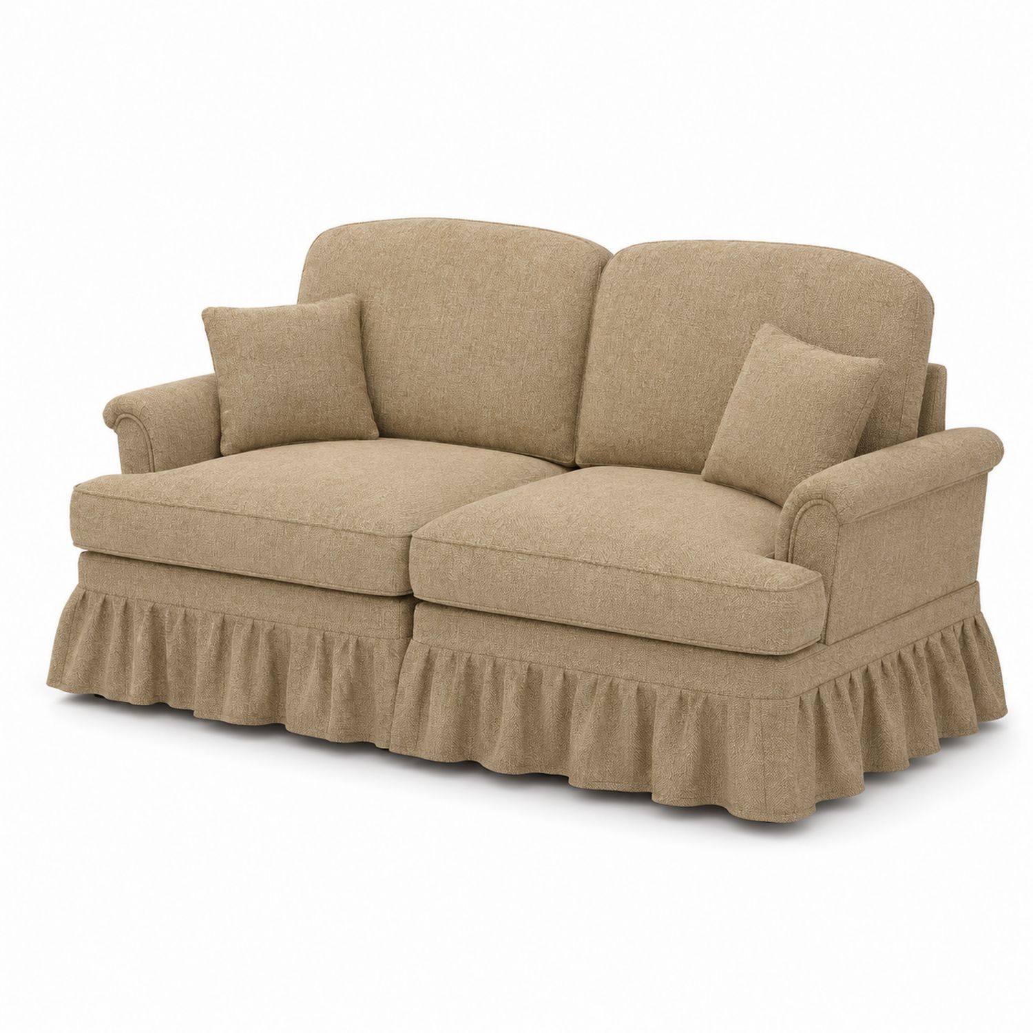 Sofá de Dos Plazas de Tela Beige con Cojines