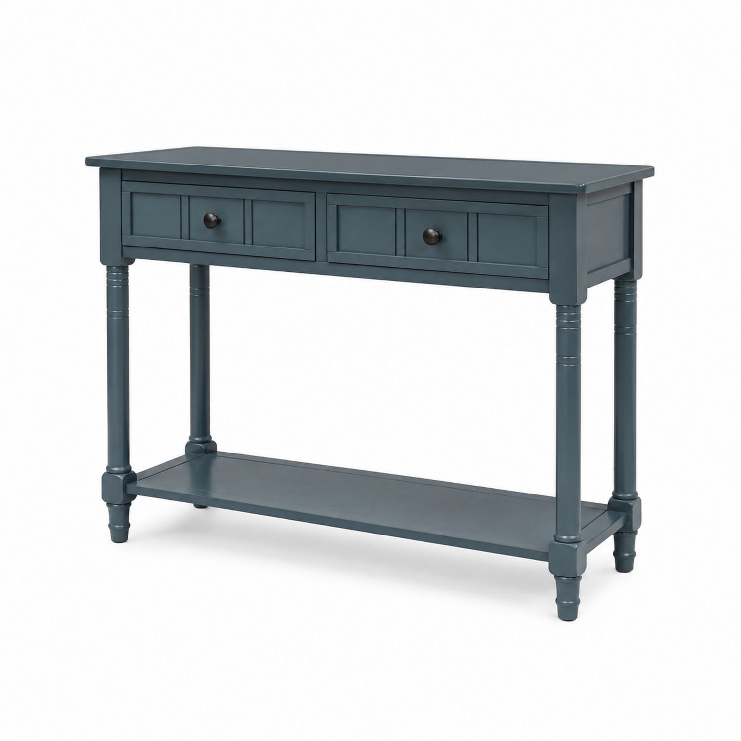 Mesa consola de madera con cajones y estante Azul 120x35x80 cm