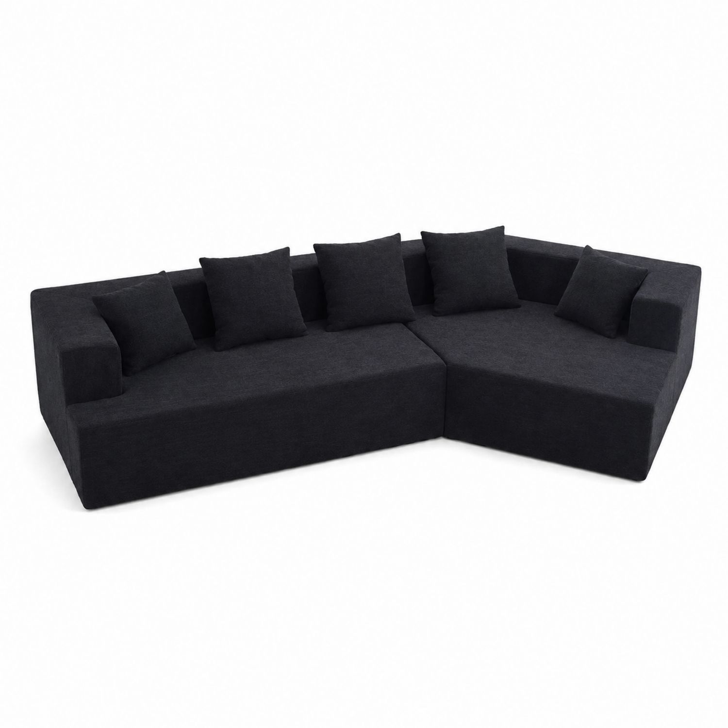 Sofá Esquinero Modular L Forma 260 cm Tela Negra