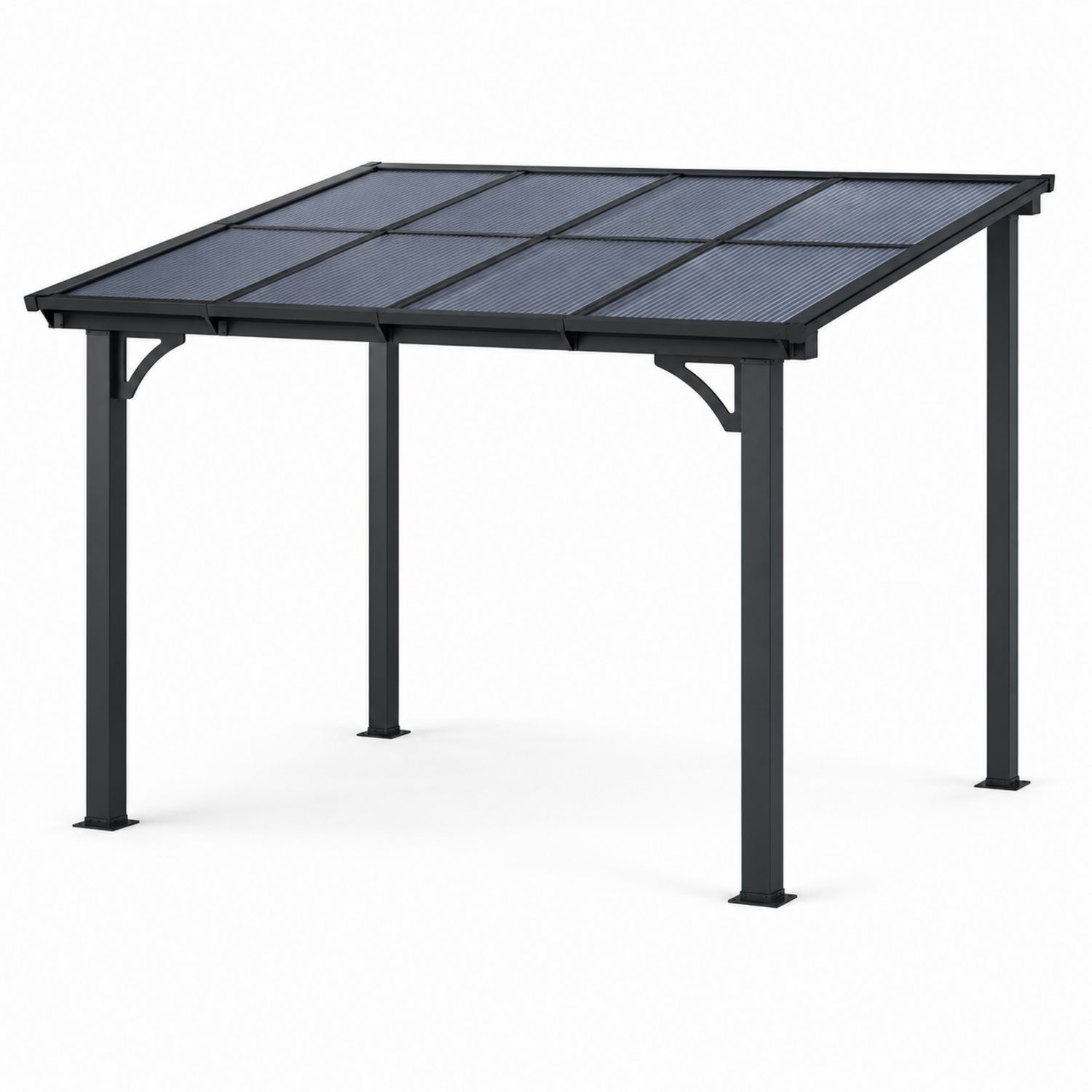 Pérgola de Metal con Paneles de Policarbonato Negro 270x270x230 cm
