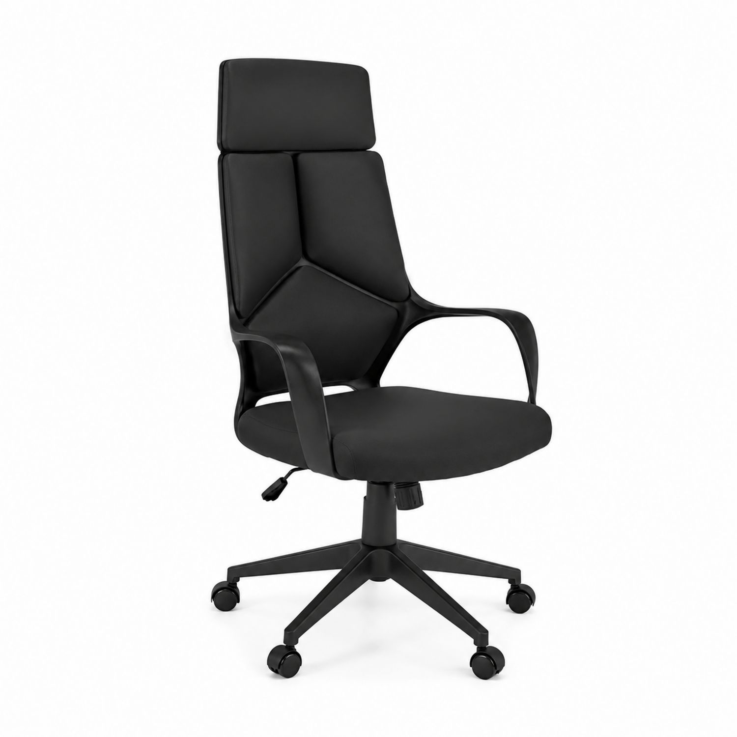 Silla de oficina ergonómica de respaldo alto en piel sintética negra