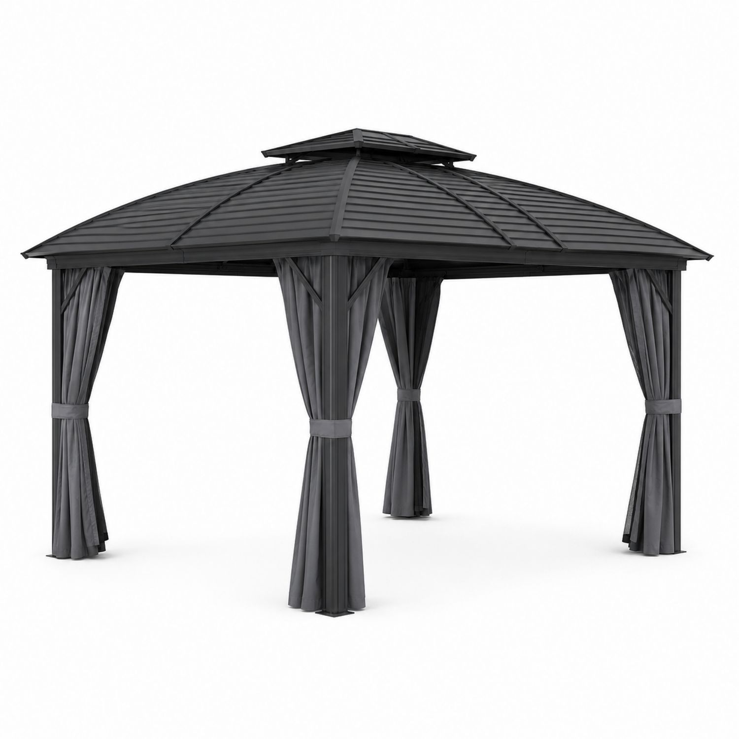 Pérgola de aluminio con techo de acero galvanizado 3x4m Gris