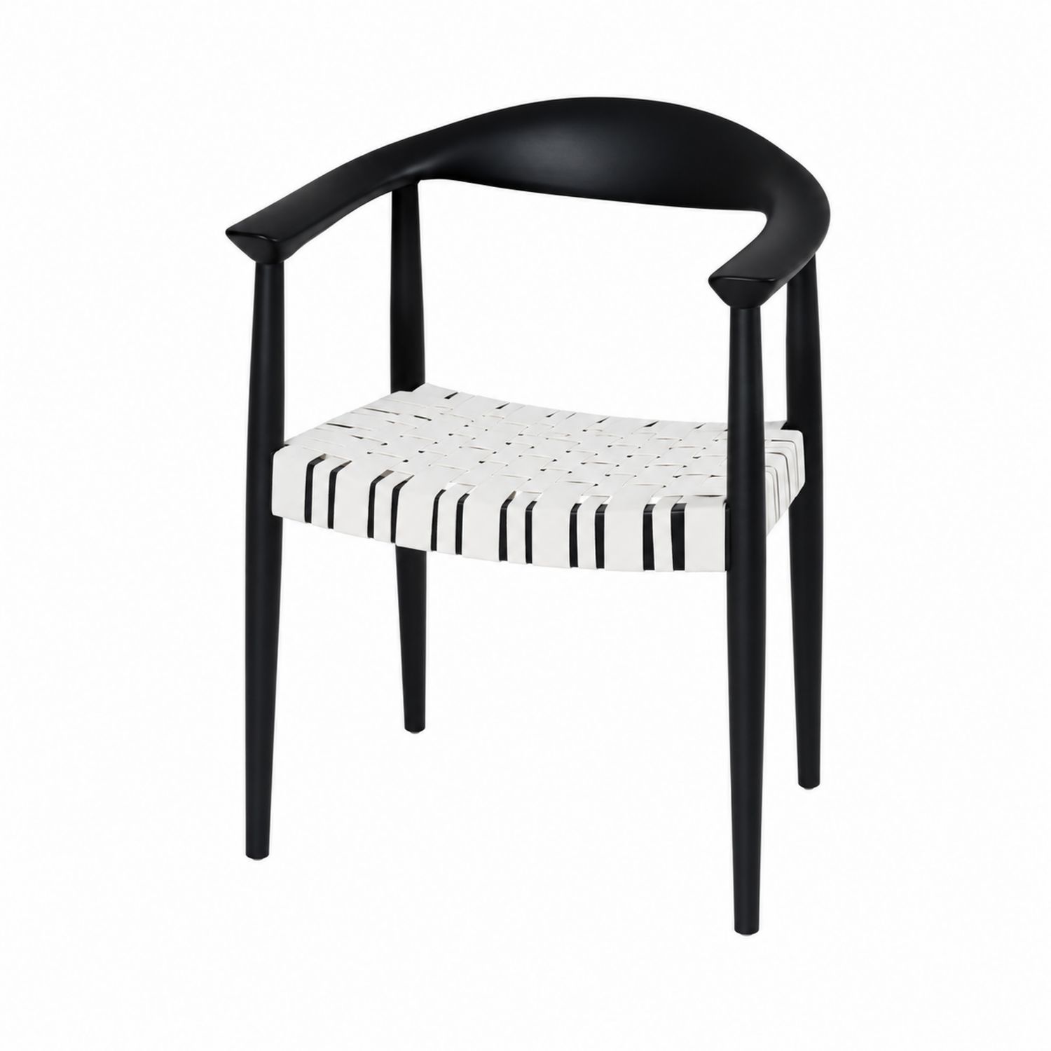 Silla de comedor de madera con asiento de poliéster tejido