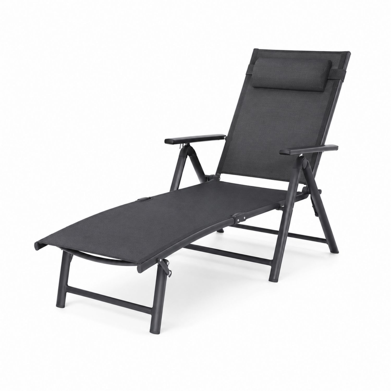 Tumbona de Aluminio y Textileno Negro Ajustable
