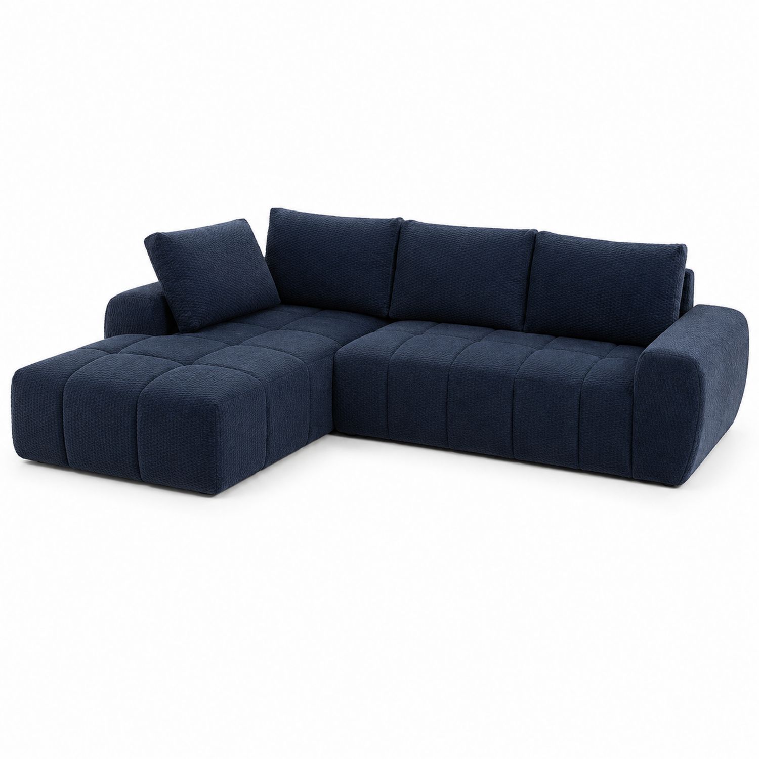 Sofá chaise longue en L de tela poliéster Azul