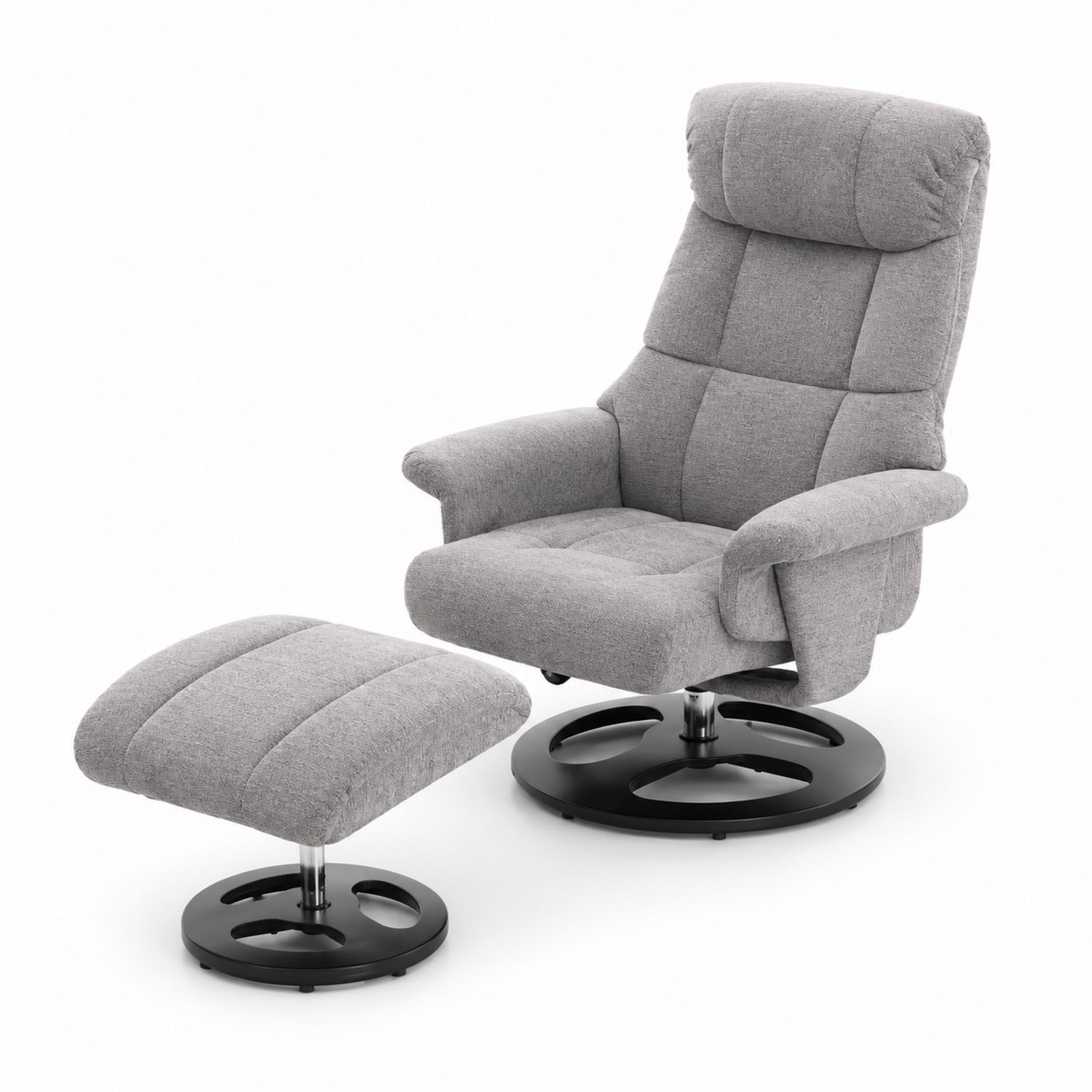 Sillón reclinable con reposapiés de tela gris
