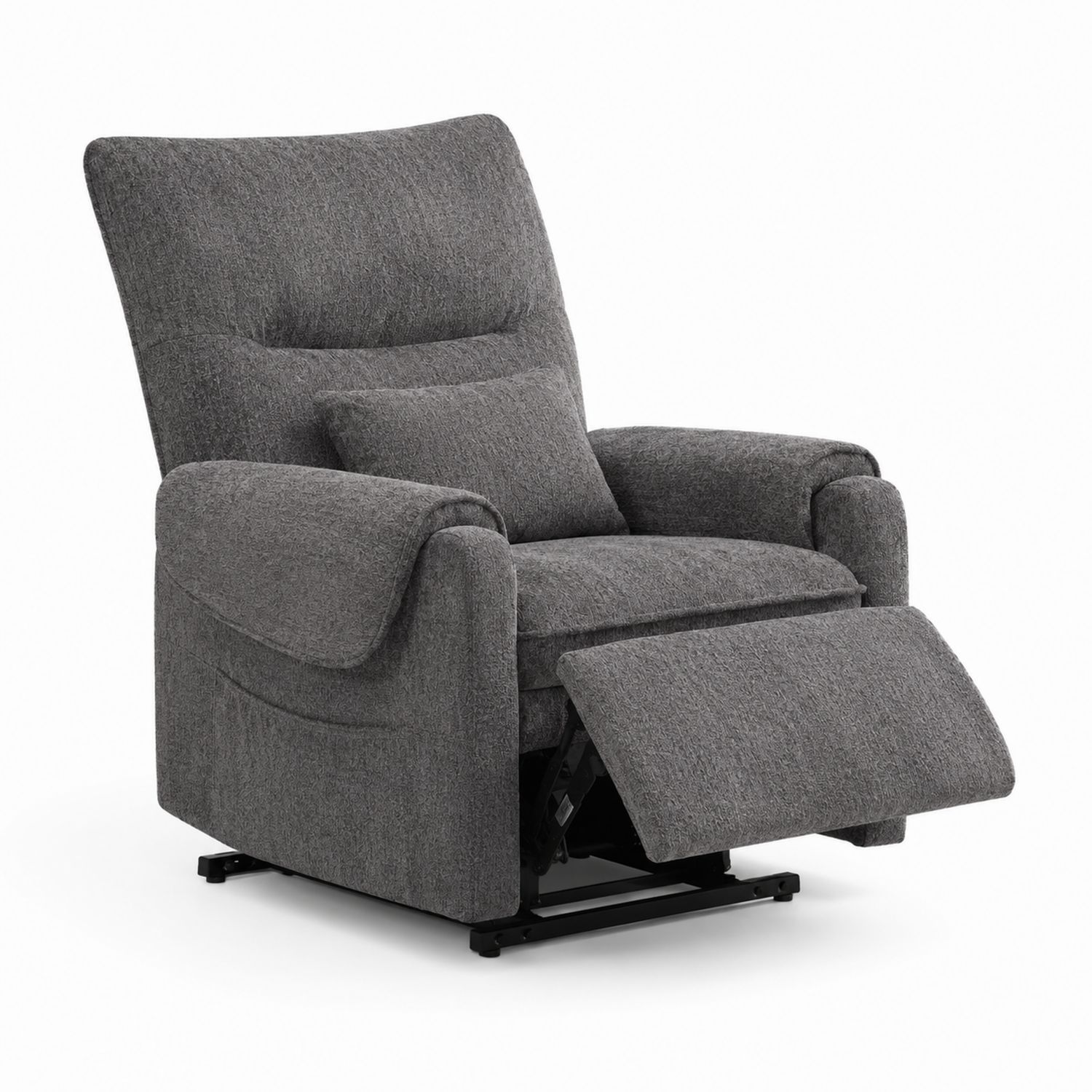 Sillón reclinable de tela de poliéster con reposapiés Gris