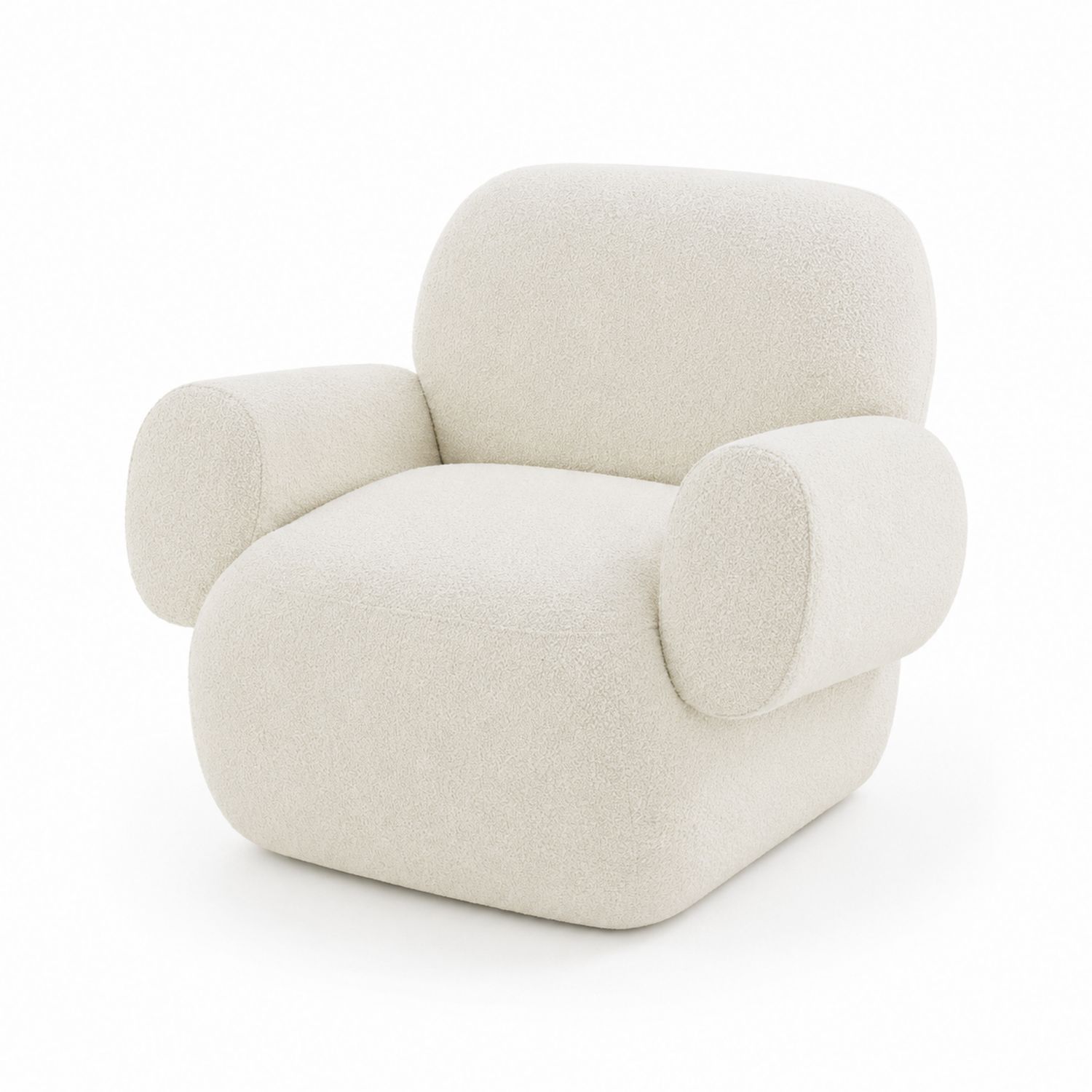 Sillón de tela bouclé beige 80x85x90 cm