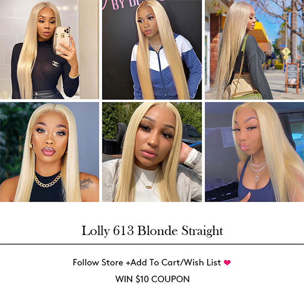 Brazilian 613 Bundles with Closure Blonde Straight Human Hair Bundles and Closures - LollyHair