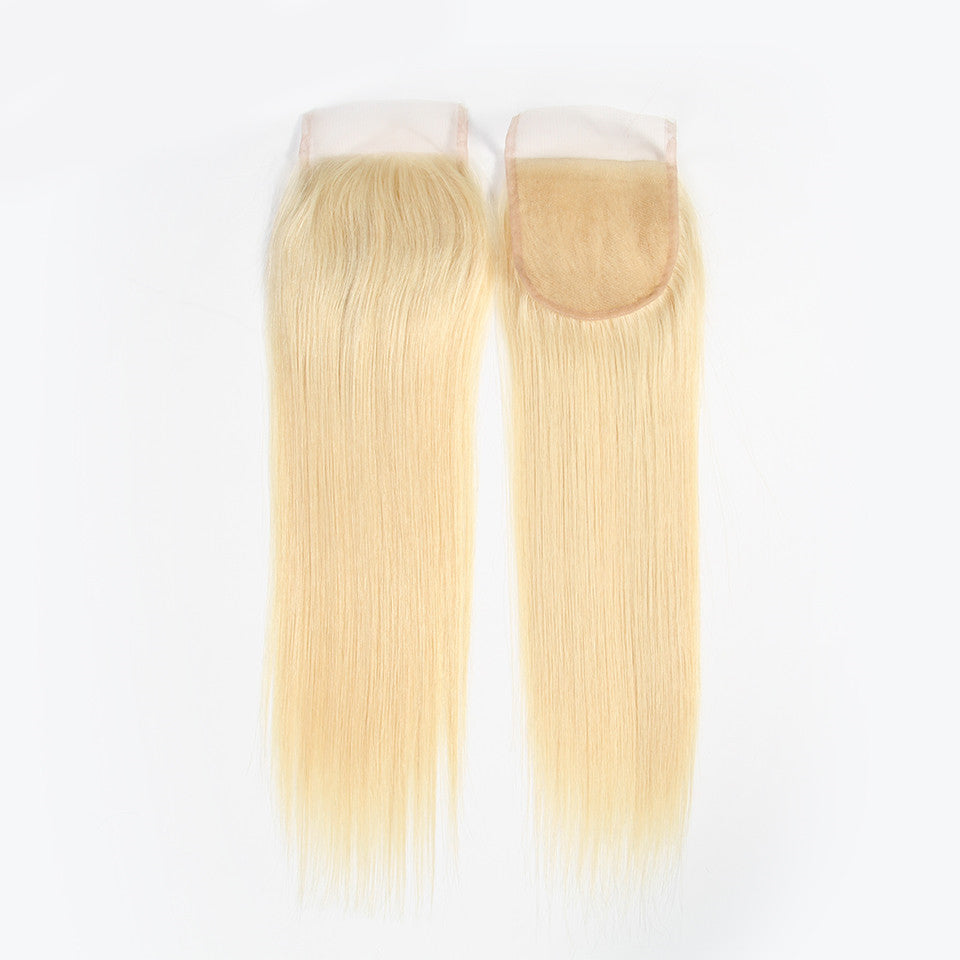 Lolly Hair Brazilian Blonde 613# Straight Virgin Human Hair Lace Closure 4x4 with Baby Hair : LOLLYHAIR