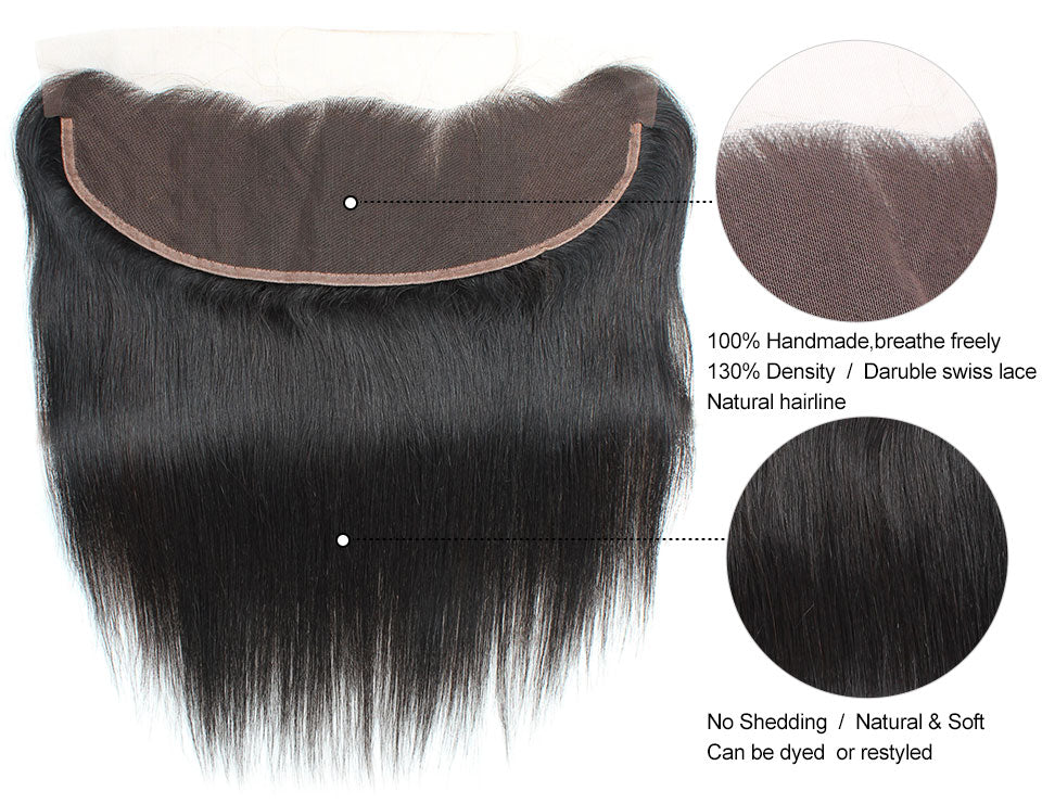 Brazilian Straight Hair 2 Bundles with 13x4 Lace Closure Lolly Hair