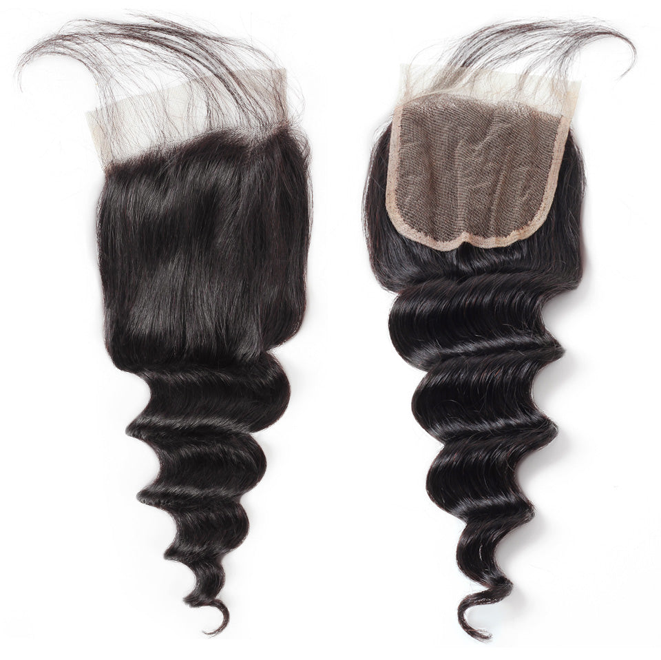 Lolly Hair Loose Deep Wave Human Hair 4x4 Lace Closure Deals