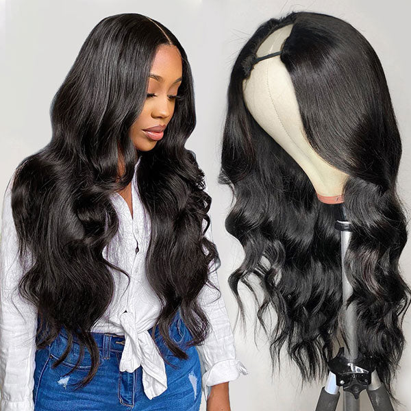 U Part Wig Human Hair Glueless Brazilian Body Wave Wig Full Machine Made U Shaped Wig - LollyHair