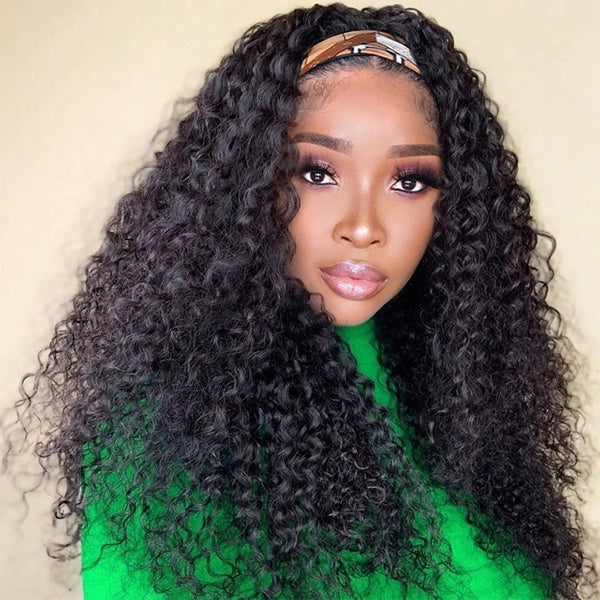 Water Wave Headband Wig Human Hair Wigs For Women Brazilian Glueless Curly Human Hair Wigs - LollyHair