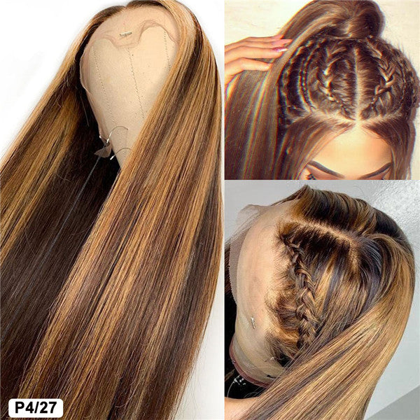 HD 13x4 Highlight Straight Honey Brown Lace Fronts Wigs - LollyHair