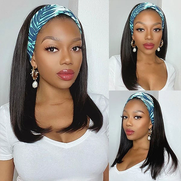 Short Bob Headband Wig  No Gel Glueless Straight Headband Wig - LollyHair