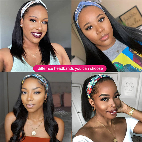 Headband Wig Virgin Human Hair Straight Hair Wigs Fashion Half Wig - LollyHair